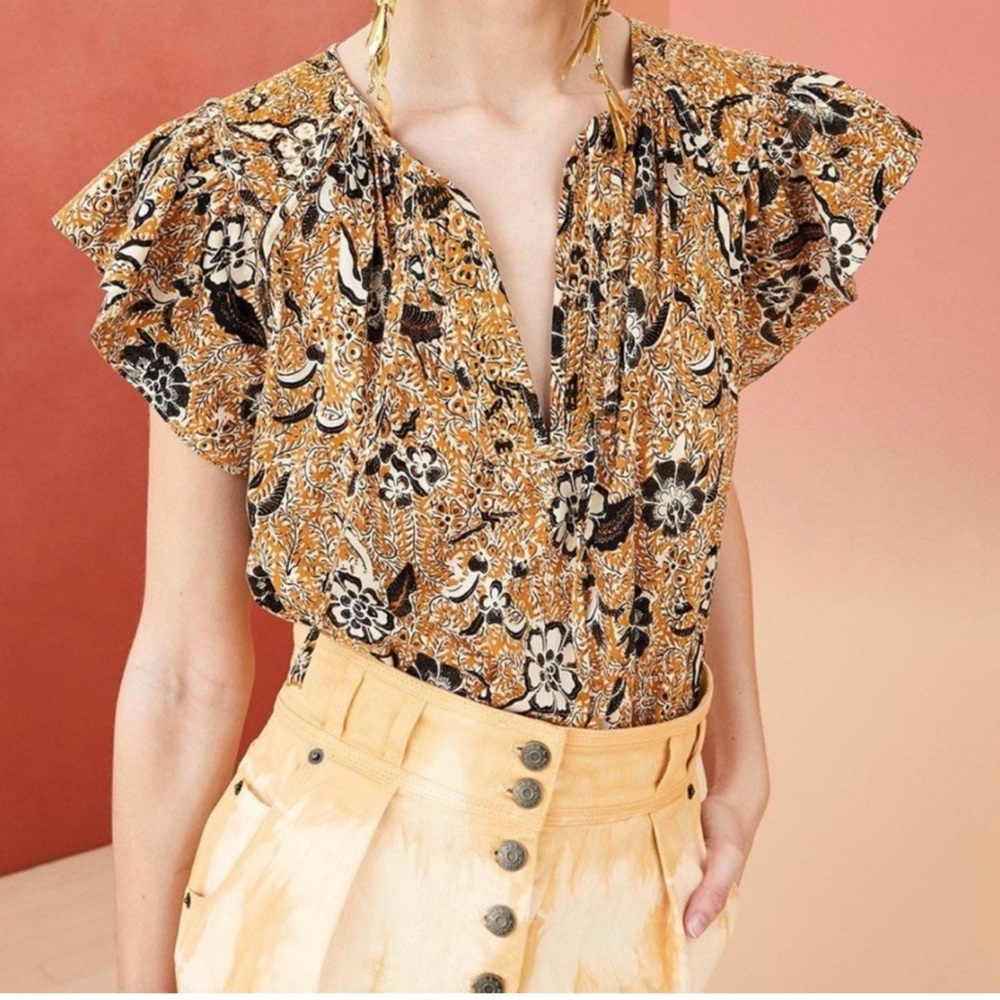 Ulla Johnson - Shania Top - Floral Print Women's Top - Brown and Black